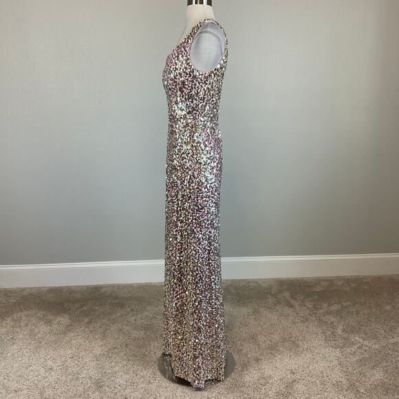 Alex Evenings Sequined Column Evening Gown Size 4 Pink and Gold Formal Dress - Picture 3 of 14